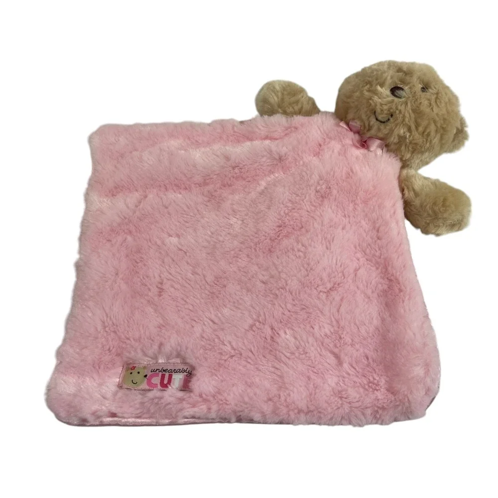 Carters Pink Brown Bear Unbearably Cute Blanket Plush 12